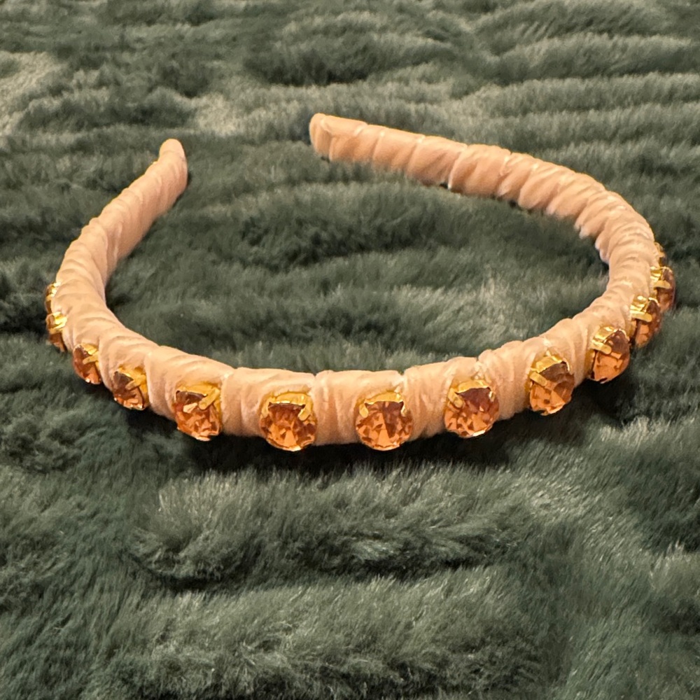 Chic Tan and Gold Embellished Headband